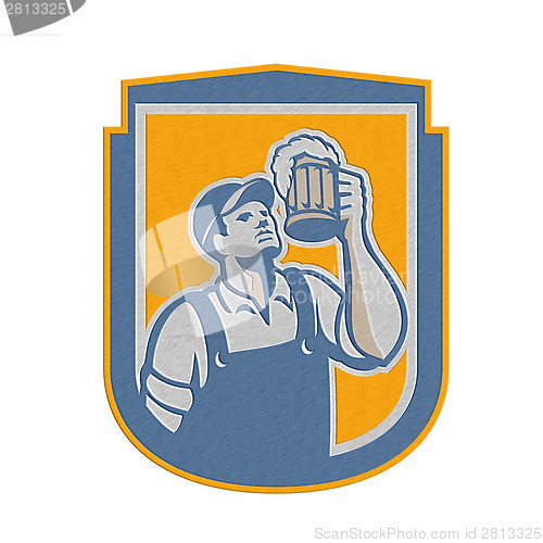Image of Metallic Bartender Toast Beer Mug Shield Retro
