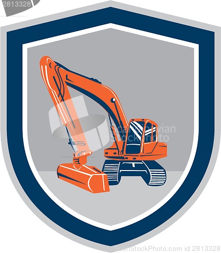 Image of Mechanical Digger Excavator Retro Shield