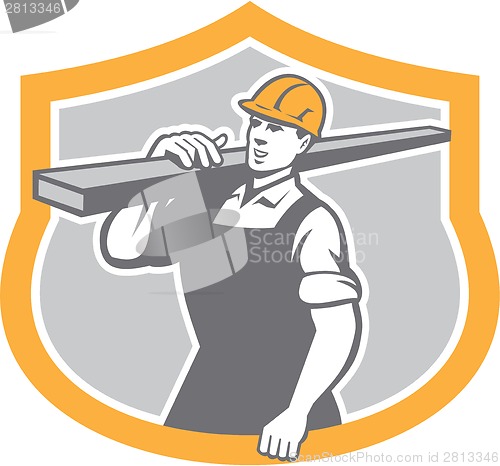 Image of Carpenter Carry Lumber Shield Retro
