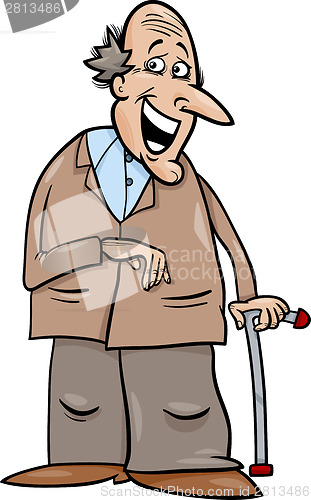 Image of senior with cane cartoon illustration