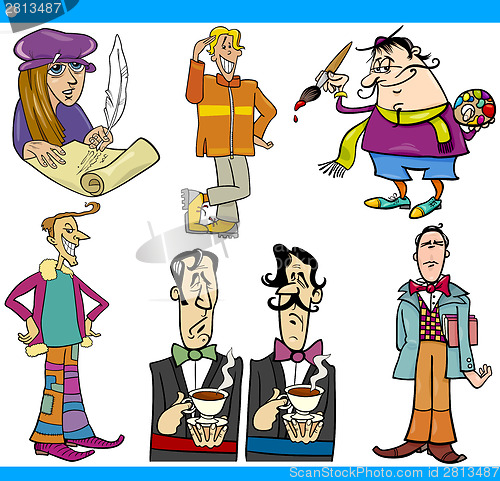 Image of men characters set cartoon illustration