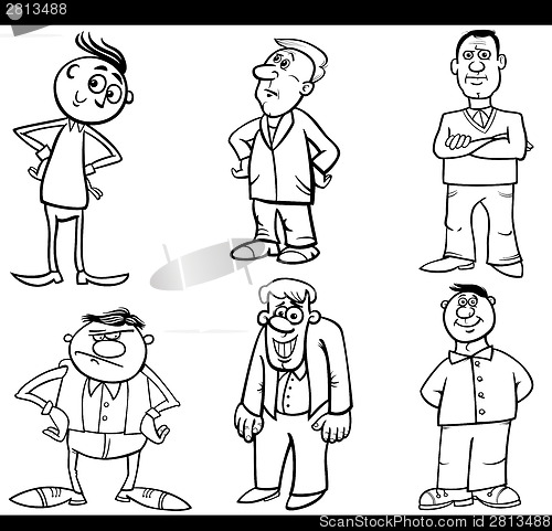 Image of men characters set cartoon illustration