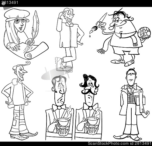 Image of men characters set cartoon illustration