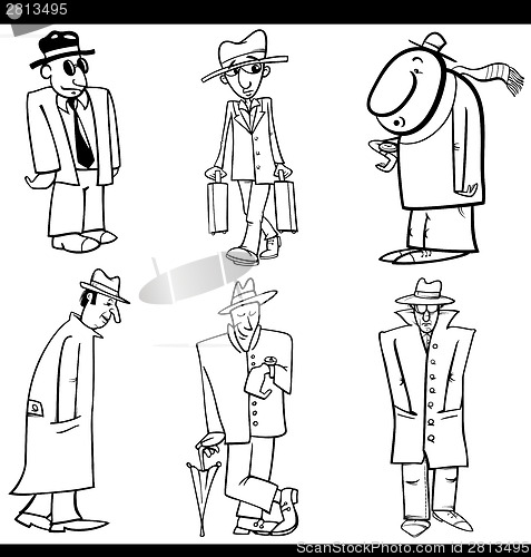 Image of men characters set cartoon illustration