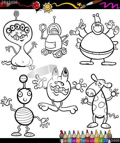 Image of fantasy set cartoon coloring book