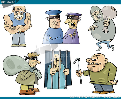 Image of thieves and thugs cartoon set