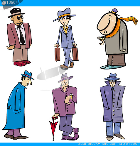 Image of men characters set cartoon illustration