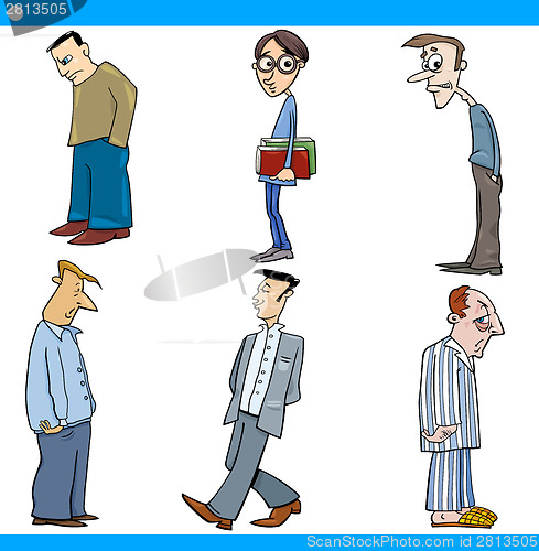 Image of men characters set cartoon illustration