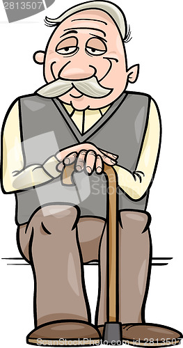 Image of senior with cane cartoon illustration