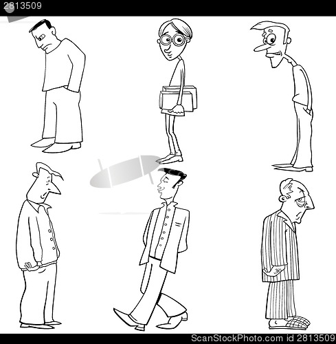 Image of men characters set cartoon illustration