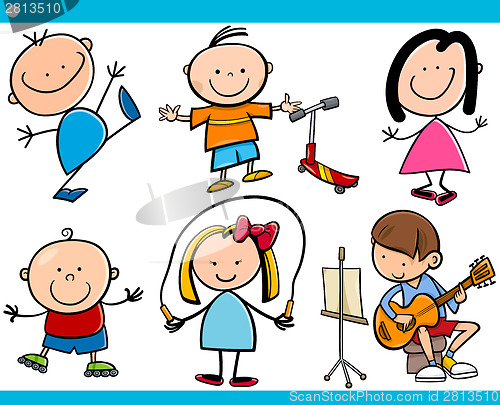 Image of cute little children cartoon set