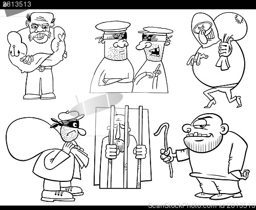 Image of thieves and thugs cartoon set