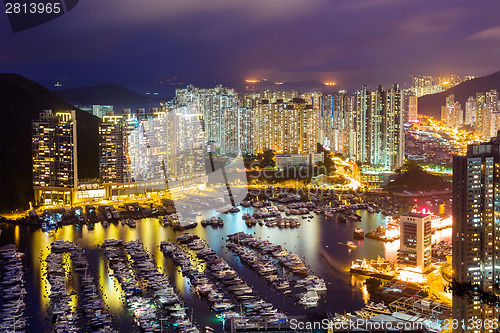 Image of Typhoon shelter in Hong Kong during sunset