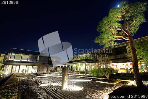 Image of Japanese stone garden at night