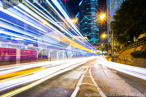 Image of Traffic in Hong Kong at night