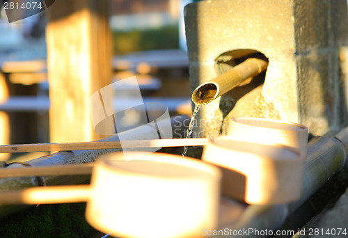 Image of Bamboo ladle in japanese temple 