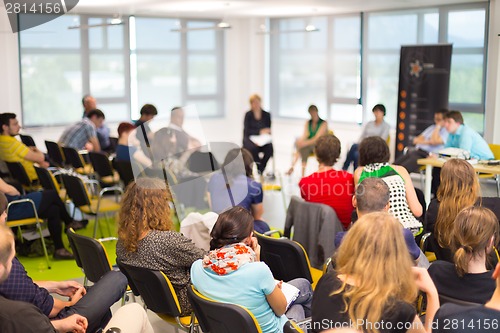 Image of Round table discussion at Business convention.