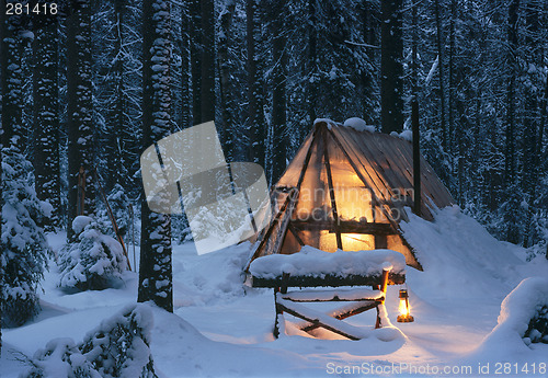 Image of Hut in the winter forest