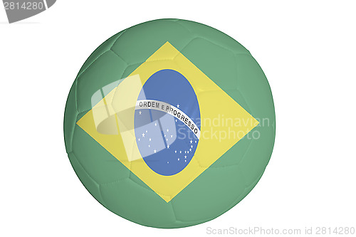 Image of graphic of flag of Brazil on a soccer ball