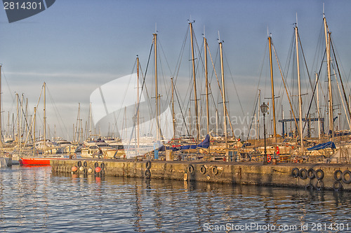 Image of Sailing and engine boats in the harbour channel