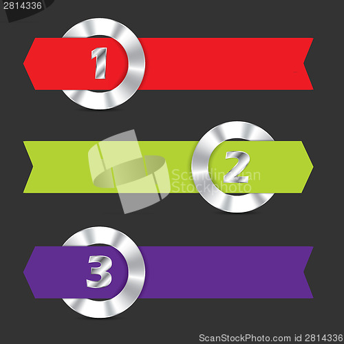 Image of Infographic with metallic rings and ribbons 