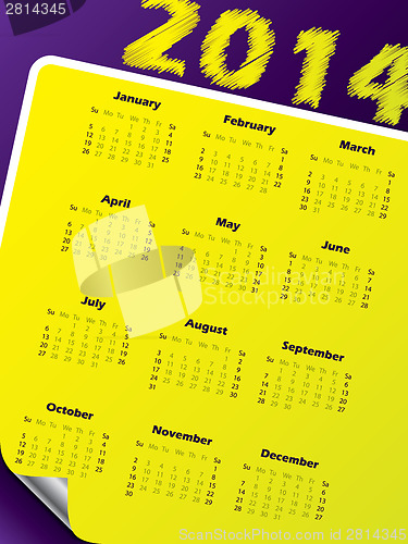 Image of Simple 2014 calendar design with vivid colors 