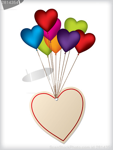 Image of Valentine label design with balloons