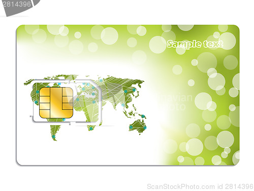 Image of Sim card design with world map