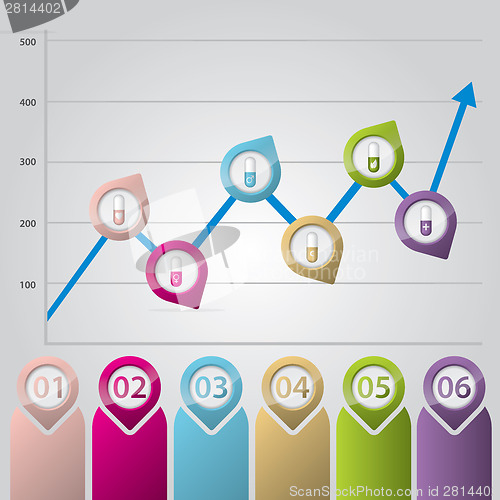 Image of Infographic chart with color pointers