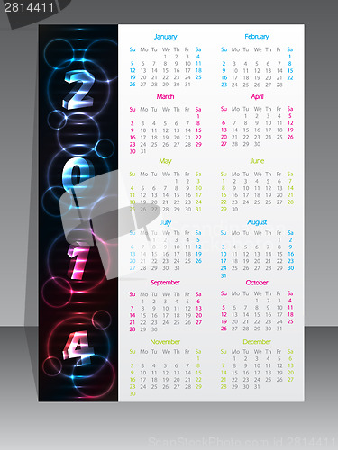 Image of Striped plasma calendar for year 2014