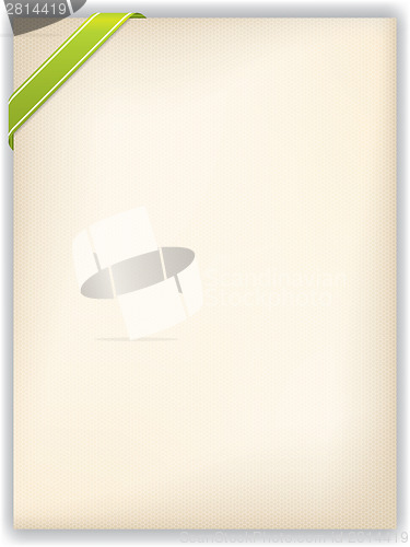 Image of Hexagon note with green ribbon in corner