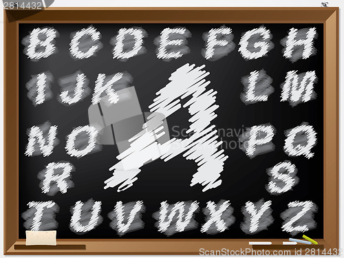 Image of Upper case scribbled abc on blackboard