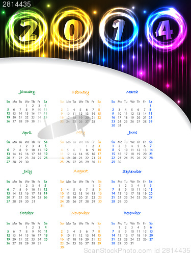 Image of Glowing colors calendar for 2014