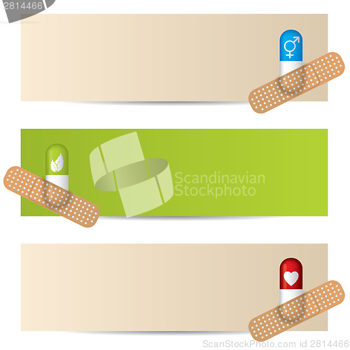 Image of Medical banner set with plastered capsules