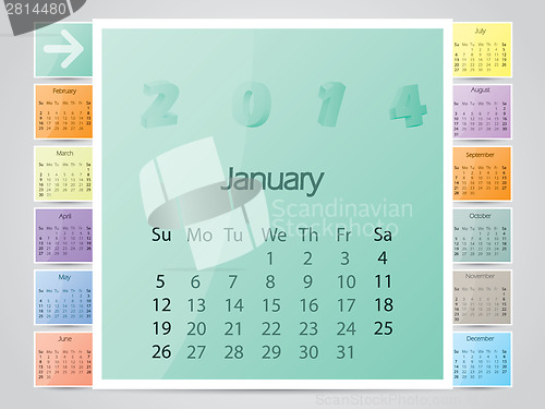 Image of Simple frame like color 2014 calendar 