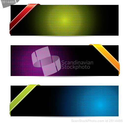 Image of Hexagon banners with color ribbons