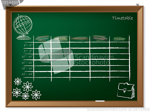Image of Timetable hand drawn on chalkboard