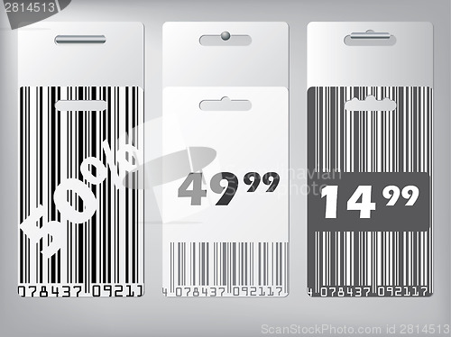 Image of Bar code design labels hanging 