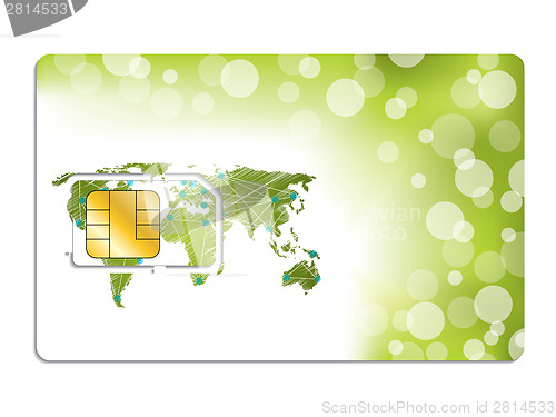 Image of Sim card design with world map