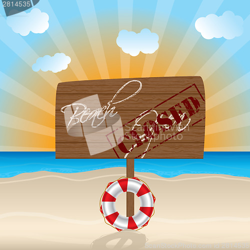 Image of  Closed beach wooden sign