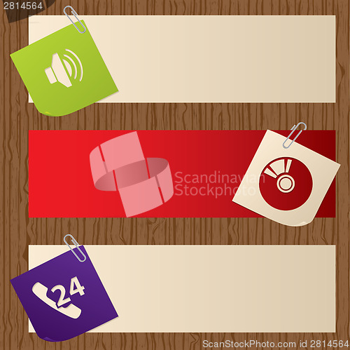 Image of Banners on wooden background