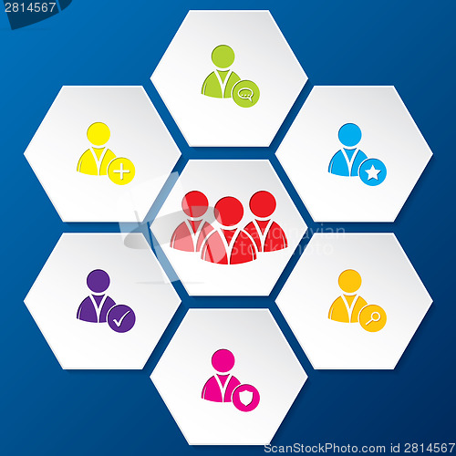 Image of Social network icon set in hexagon shapes