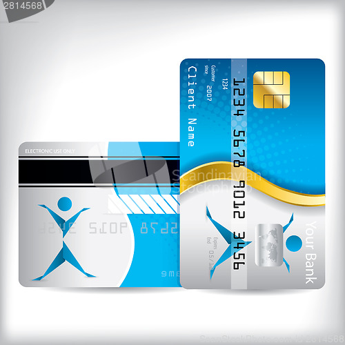 Image of Credit card with gold wave and origami person