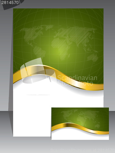 Image of Business card and brochure in green