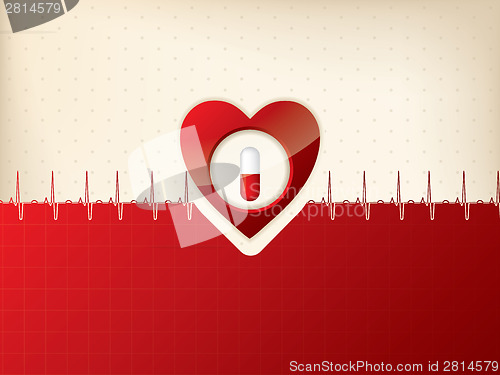 Image of Medical background design with heart and ekg symbol