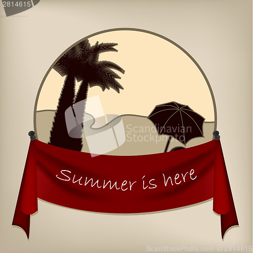 Image of Vintage badge design of tropical beach 