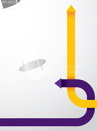 Image of Curving orange and purple arrow