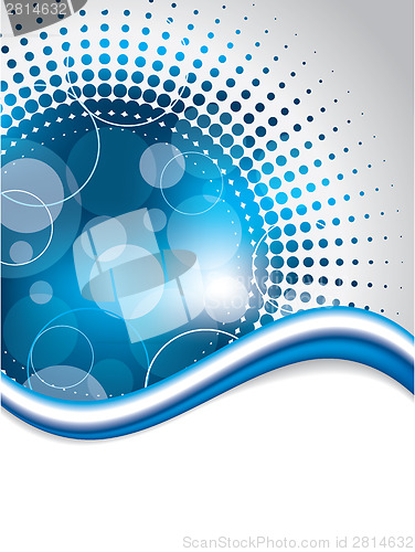 Image of Abstract blue background design with halftone