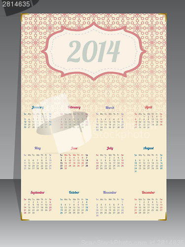 Image of Old 2014 calendar with textured background