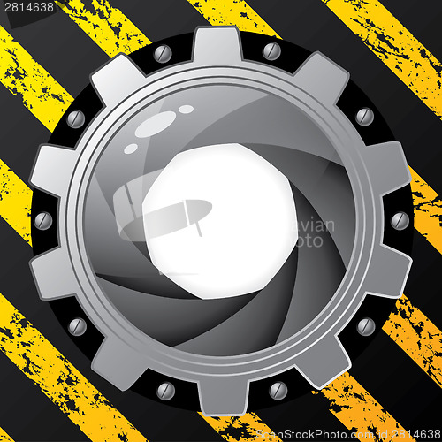 Image of Industrial background with cog and shutter 